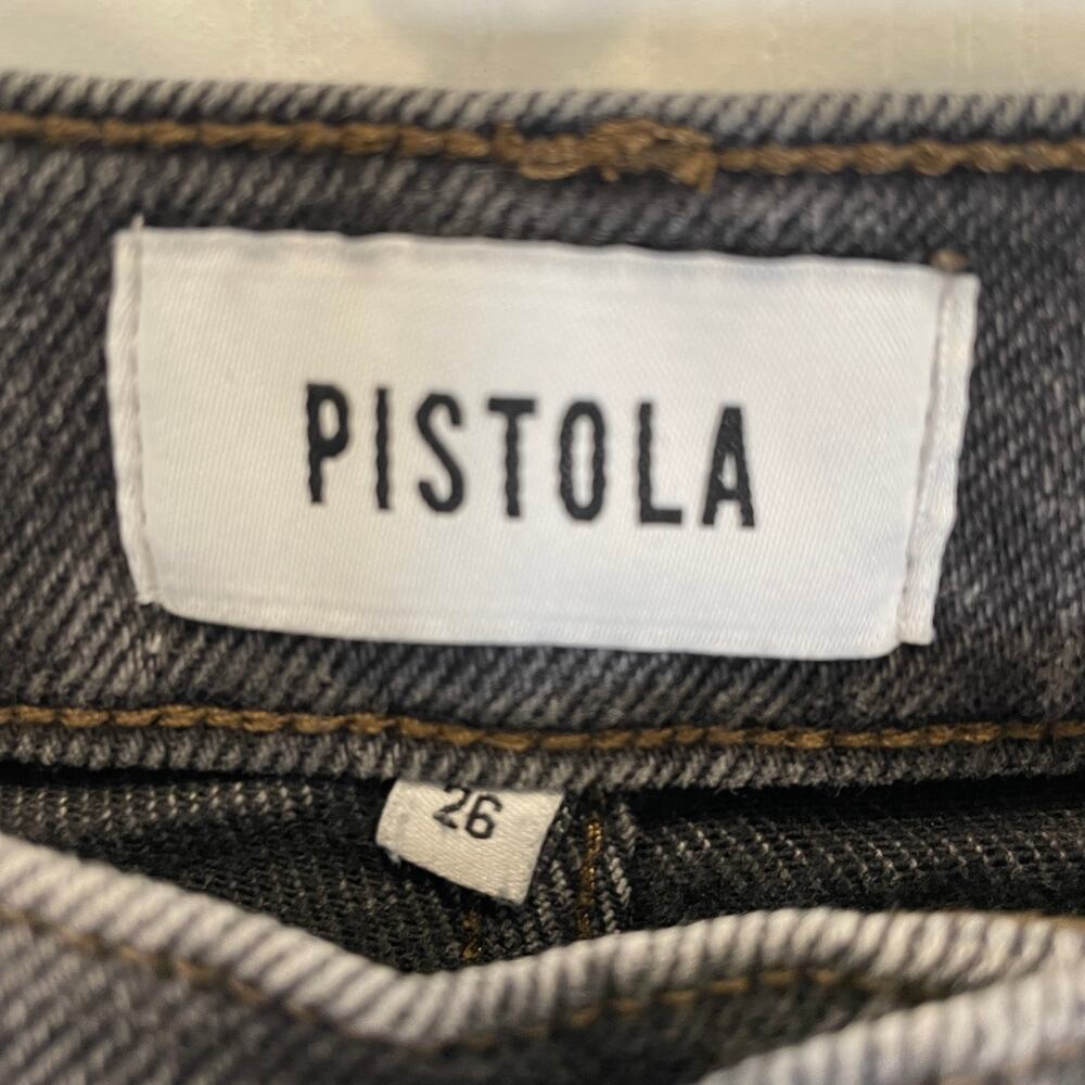 Pistola Cassie Super High Rise Cropped Jeans Charcoal Gray Distressed Stretch 26 - Picture 3 of 7